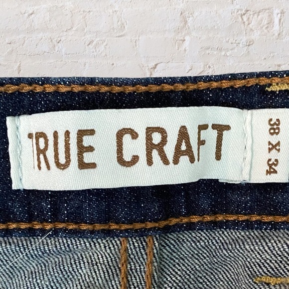 TRUE CRAFT Mens Denim Distressed Straight Jeans - Picture 10 of 16